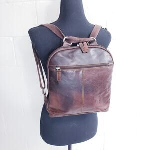 Jack Georges Genuine Leather Voyager Brown Convertible Backpack/Messenger Bag